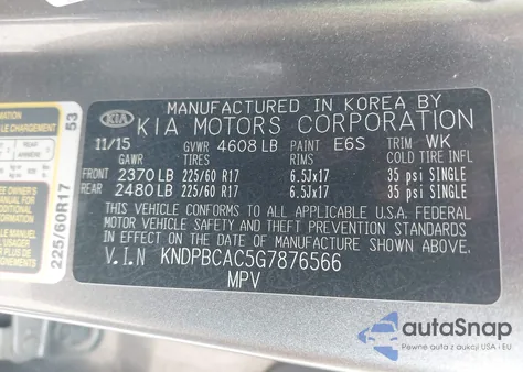 2016 Kia Sportage Lx from USA, damaged, VIN KNDPBCAC5G7876566